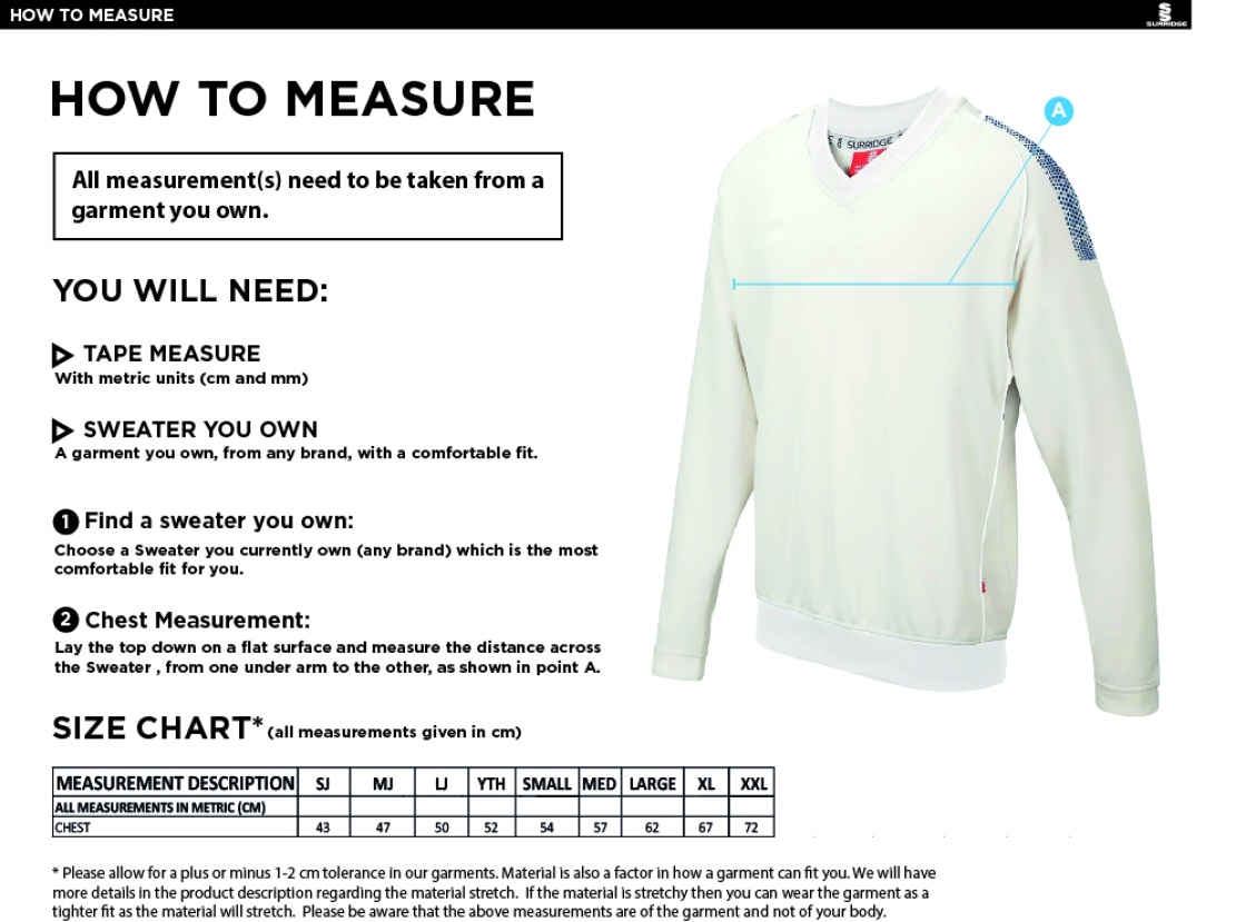 Chirpy's Chiefs - Long Sleeve Sweater - Size Guide
