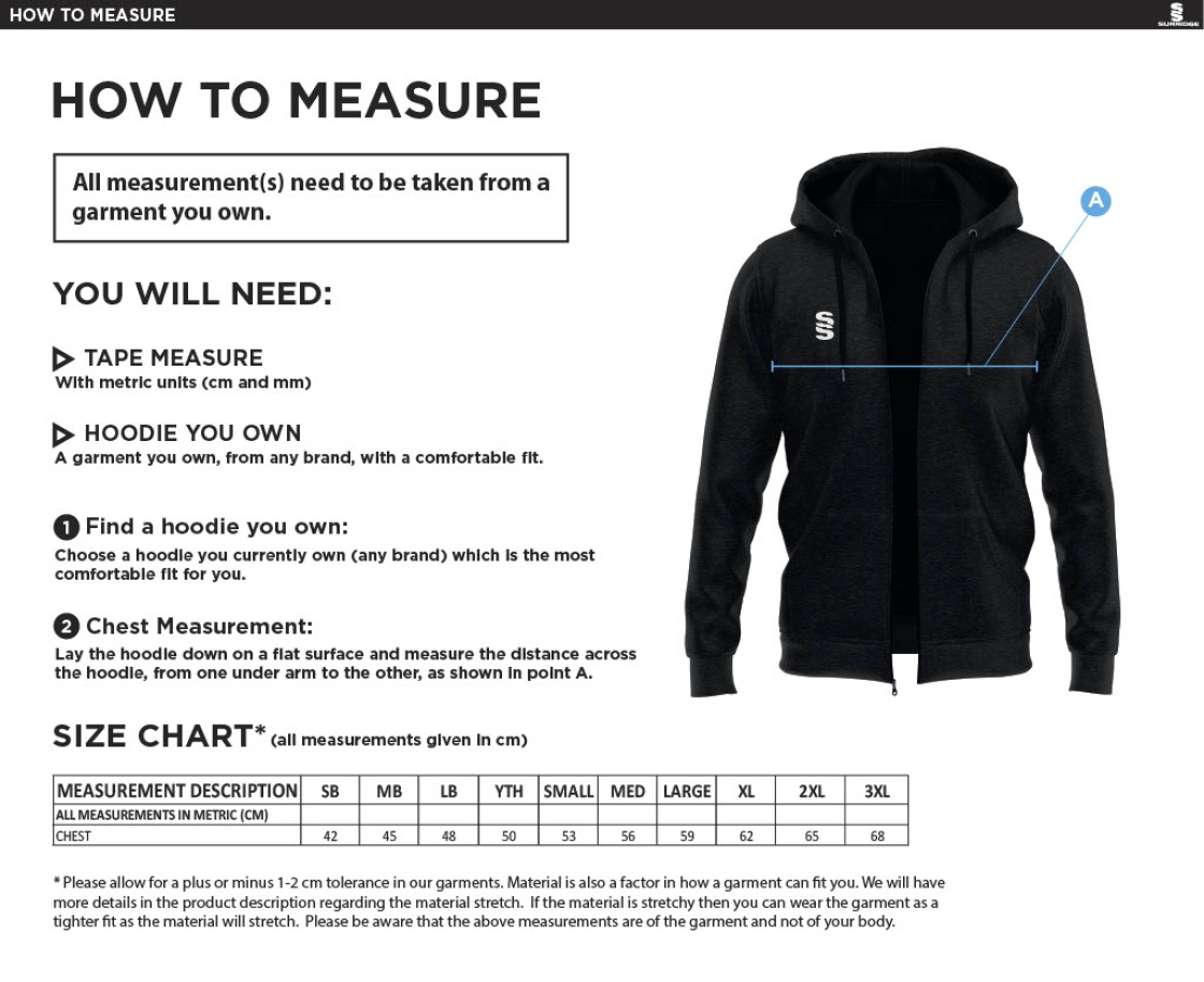 Chirpy's Coaches - Hoodie - Size Guide